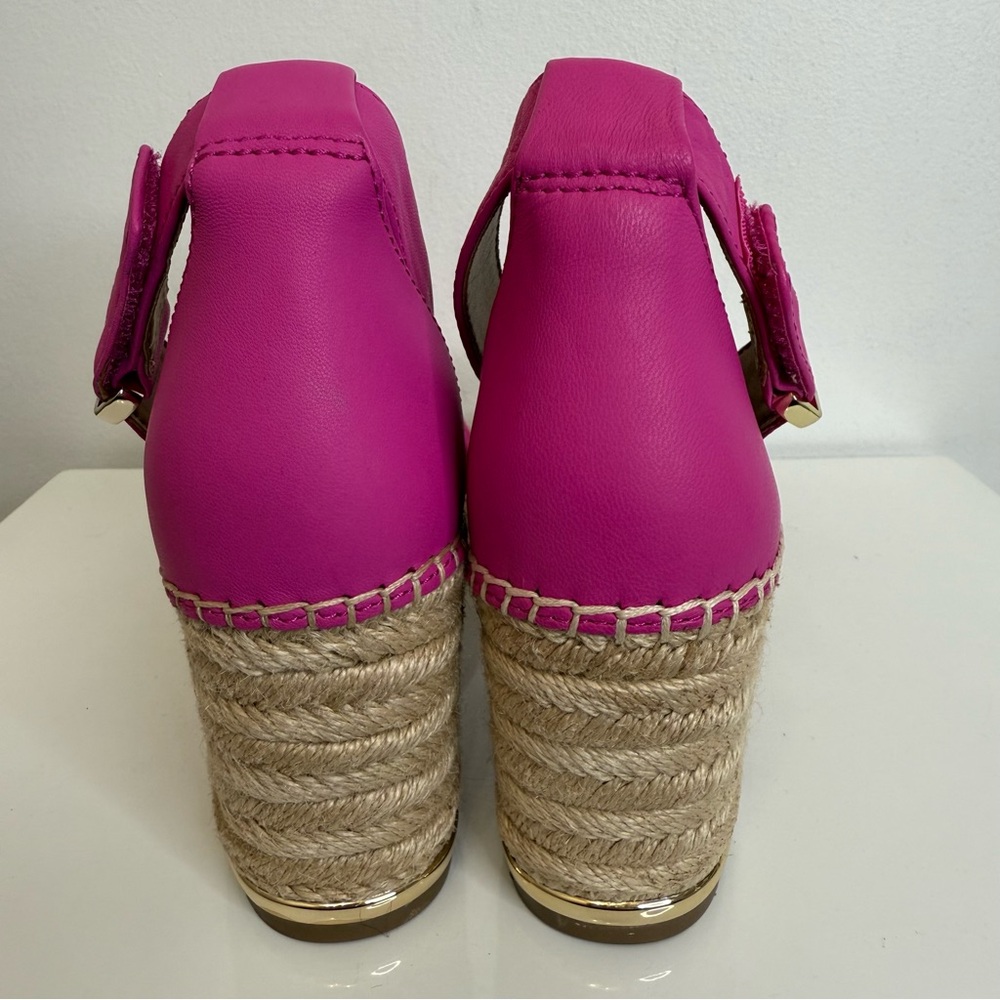 Franco Sarto Pink Leather Clemens Espadrille Wedge Sandal Women’s Size 9 - Picture 5 of 14